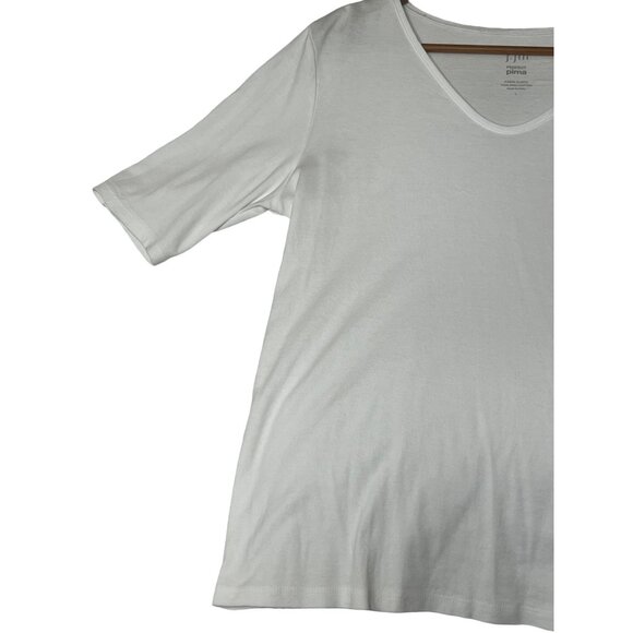 J. Jill Perfect Pima Women's Size L gray Elbow Sleeve V-Neck Top Quality Minima - Picture 3 of 14